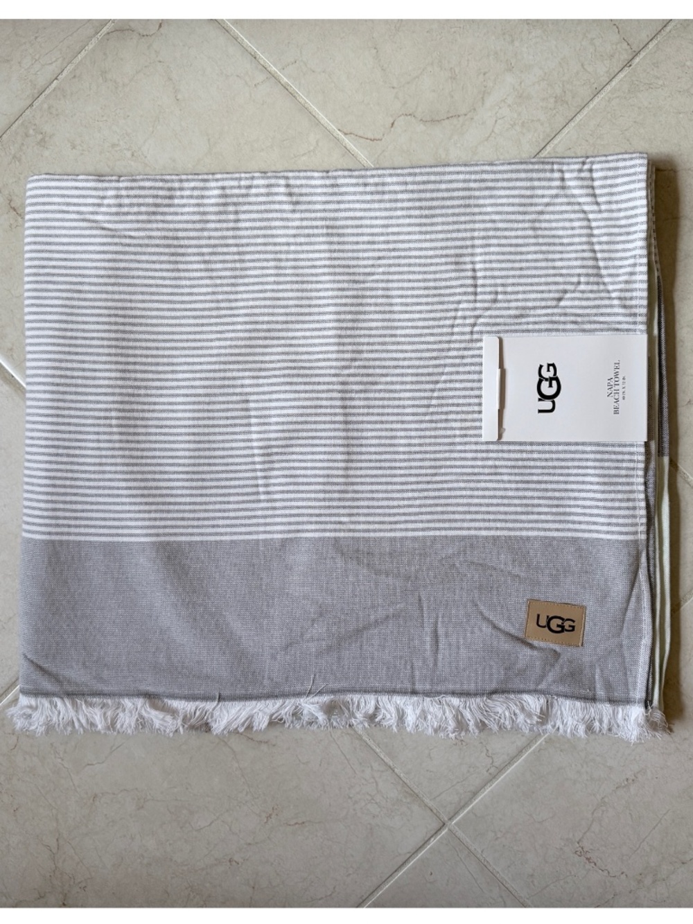 UGG Napa Striped Beach Towel 40"x72" in Retro Mint